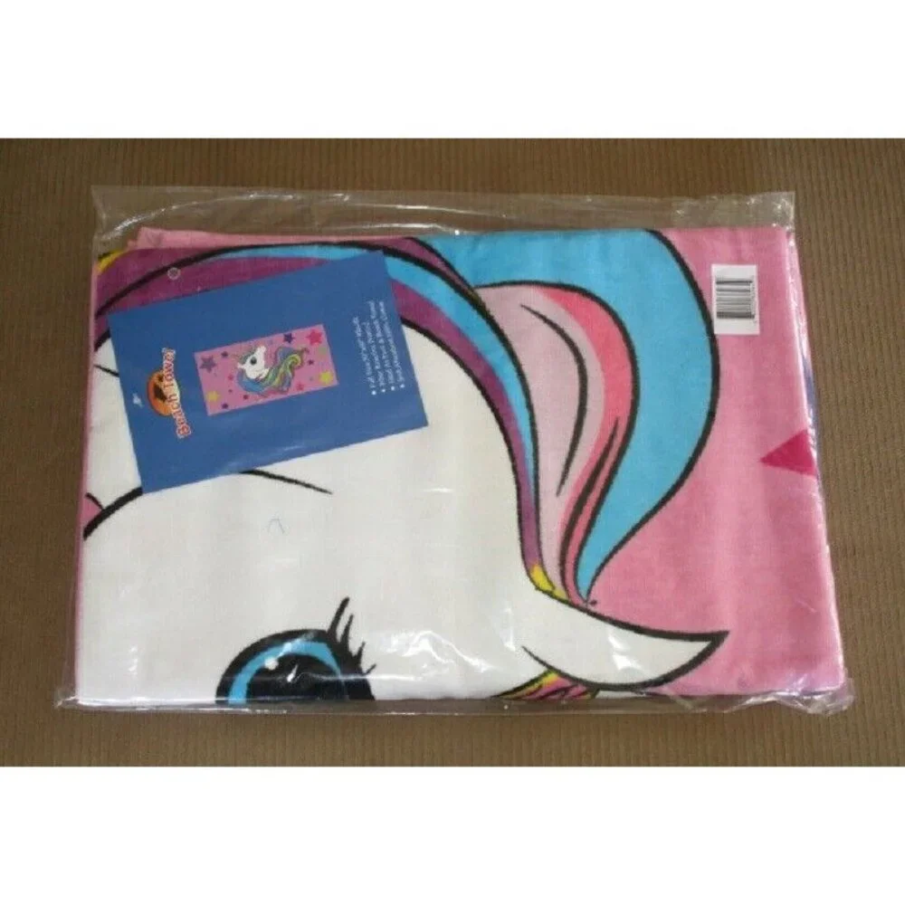 New Pink Unicorn Beach Bath Pool Gift Towel Pink Purple Stars Girls Magical NIP